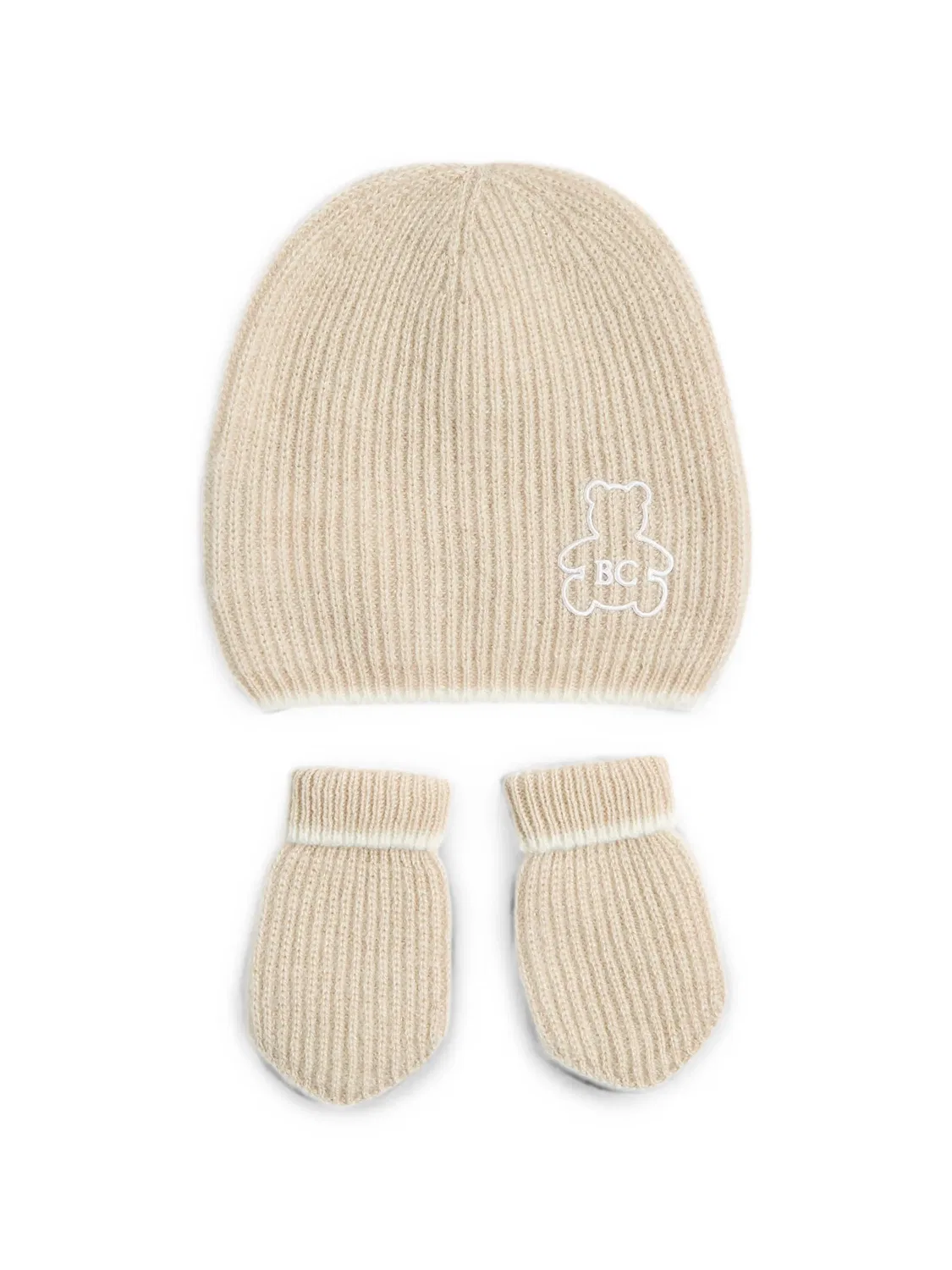 Кашемировая шапка бини Bernie (набор из трех) Brunello Cucinelli Kids, нейтральные цвета — фото 2