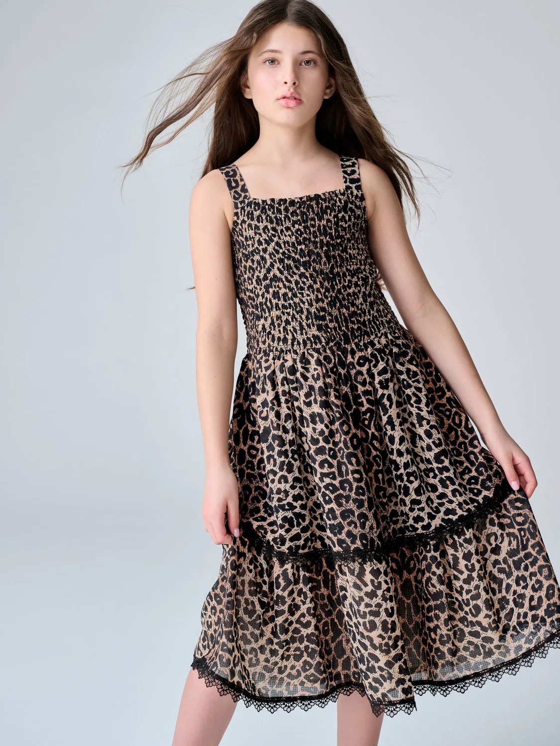 Платье с леопардовым принтом Shirred Tiered Dress smALLSAINTS, леопард — фото 3