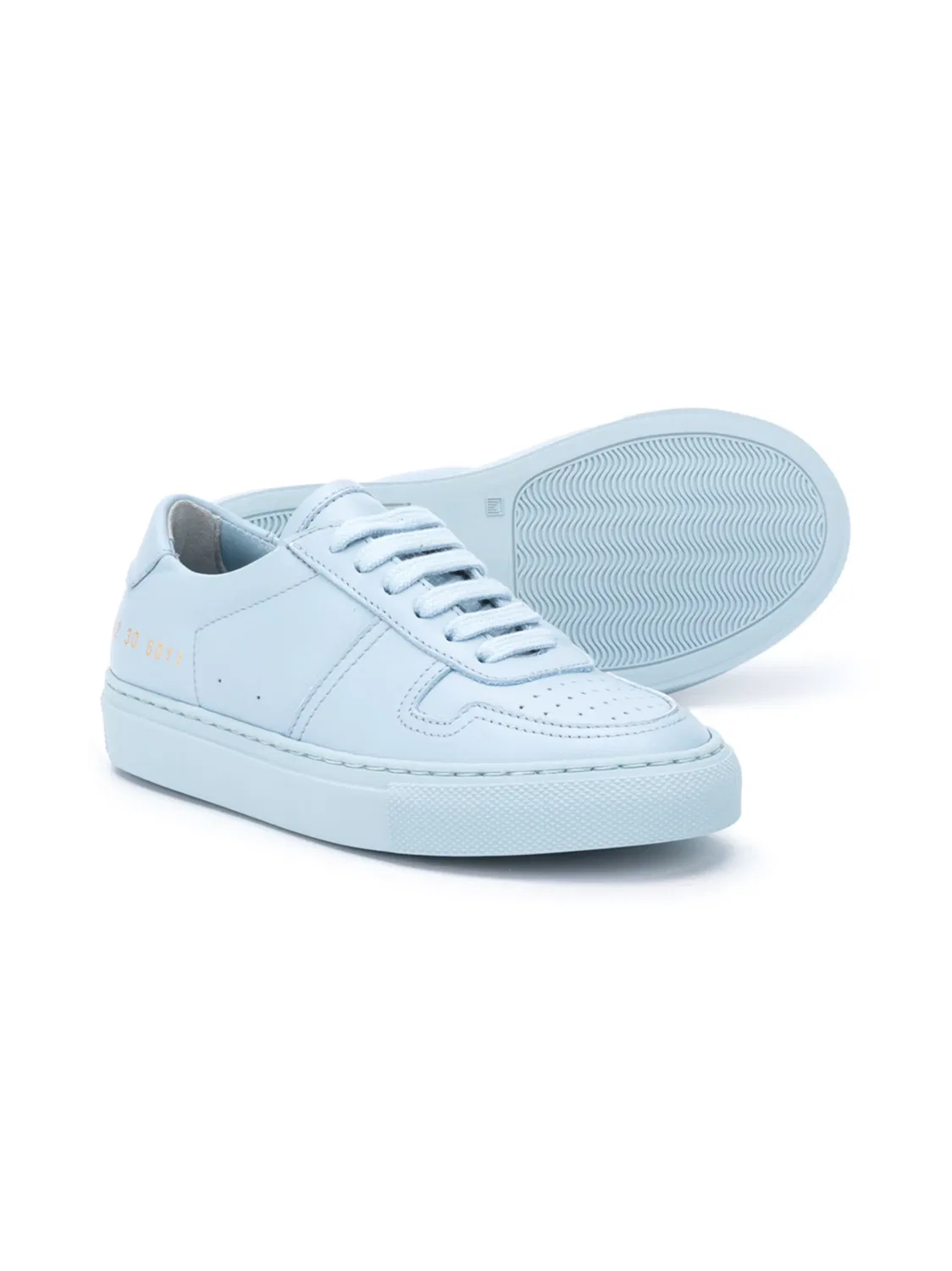 Кожаные низкие кроссовки пастельного синего цвета Common Projects, синий — фото 2