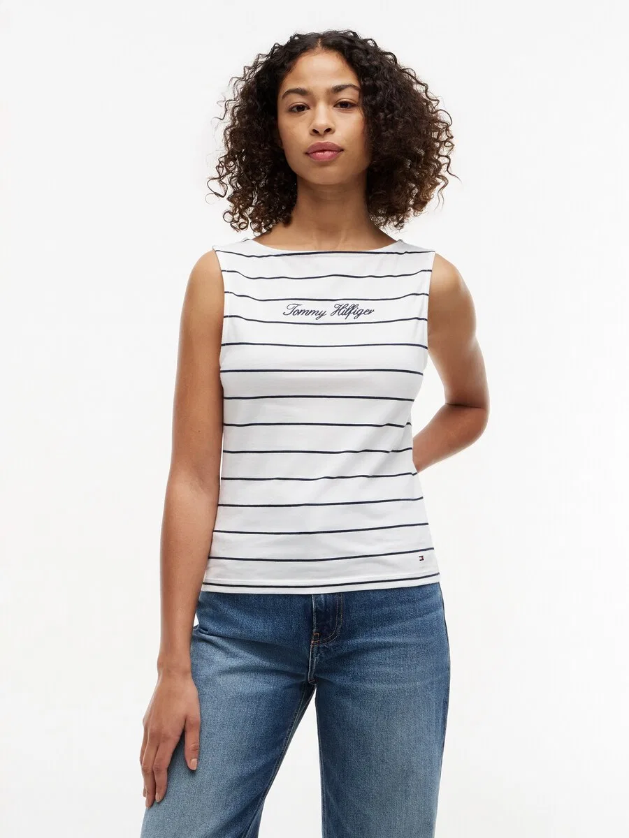 Топ TOMMY HILFIGER 'Slim Tank' белого цвета — фото 3