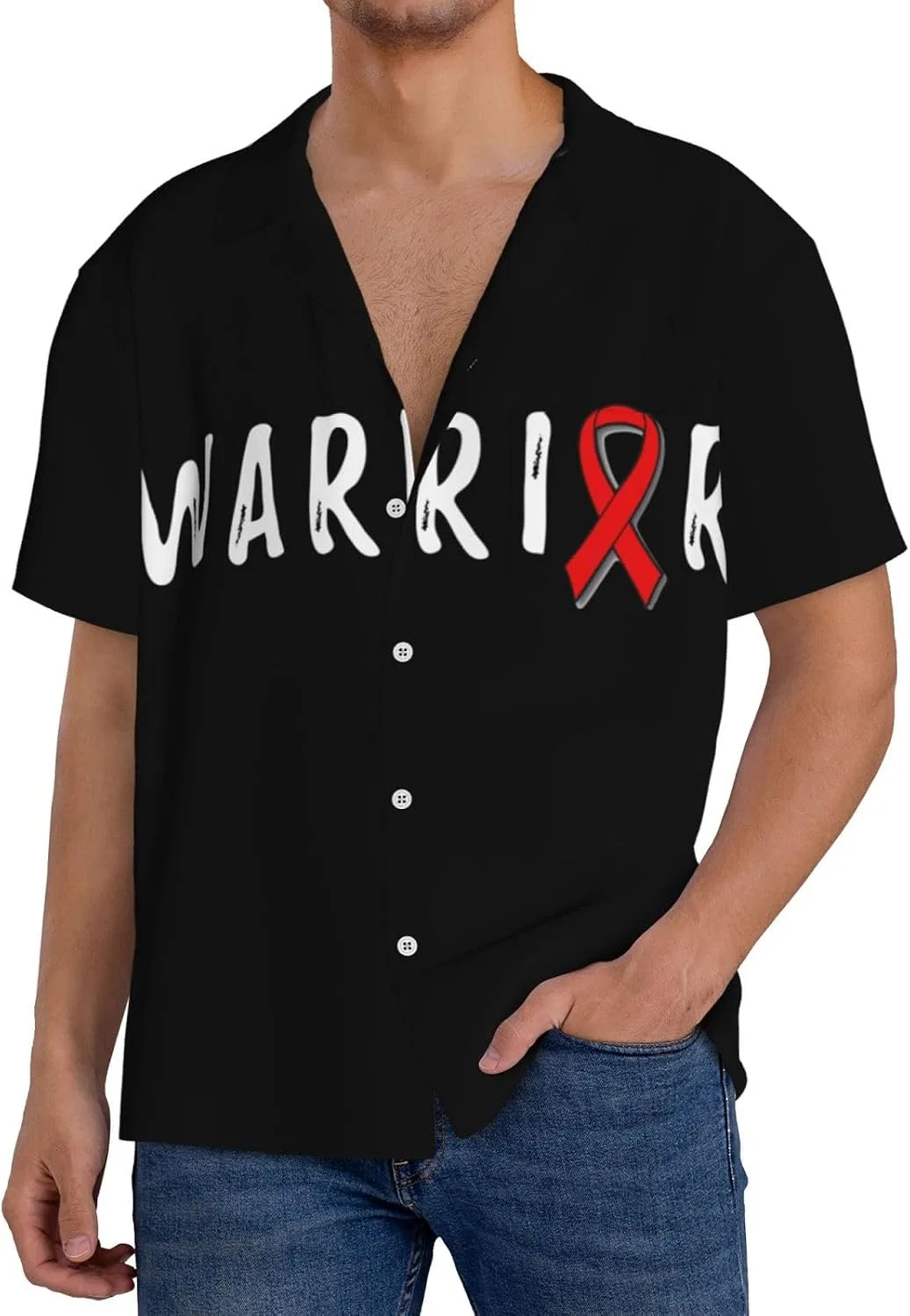 Мужская свободная рубашка с воротником Cuba Warrior Sickle Cell Awareness, Black