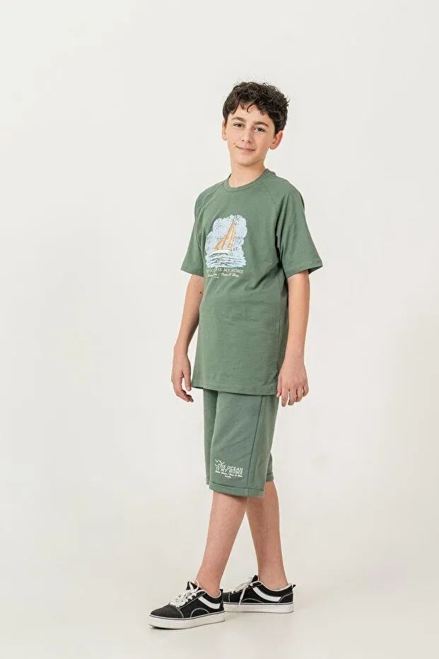 Детский комплект для мальчиков с принтом Mışıl Kids, Green — фото 2