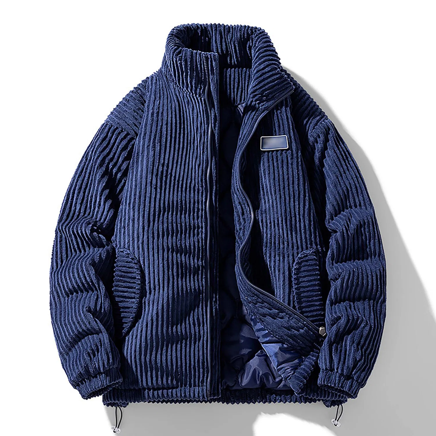 Мужское утепленное пальто с меховым воротником Corduroy Neck Fur Autumn Winter, blue — фото 2