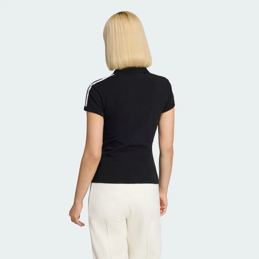 Поло с длинным рукавом Adicolor Sport 3-Stripes Polo adidas, Черно-белый — фото 2