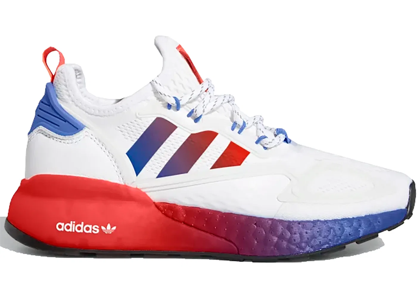 Детские кроссовки lifestyle с амортизацией Adidas ZX 2K Boost, Cloud White Solar Red Blue