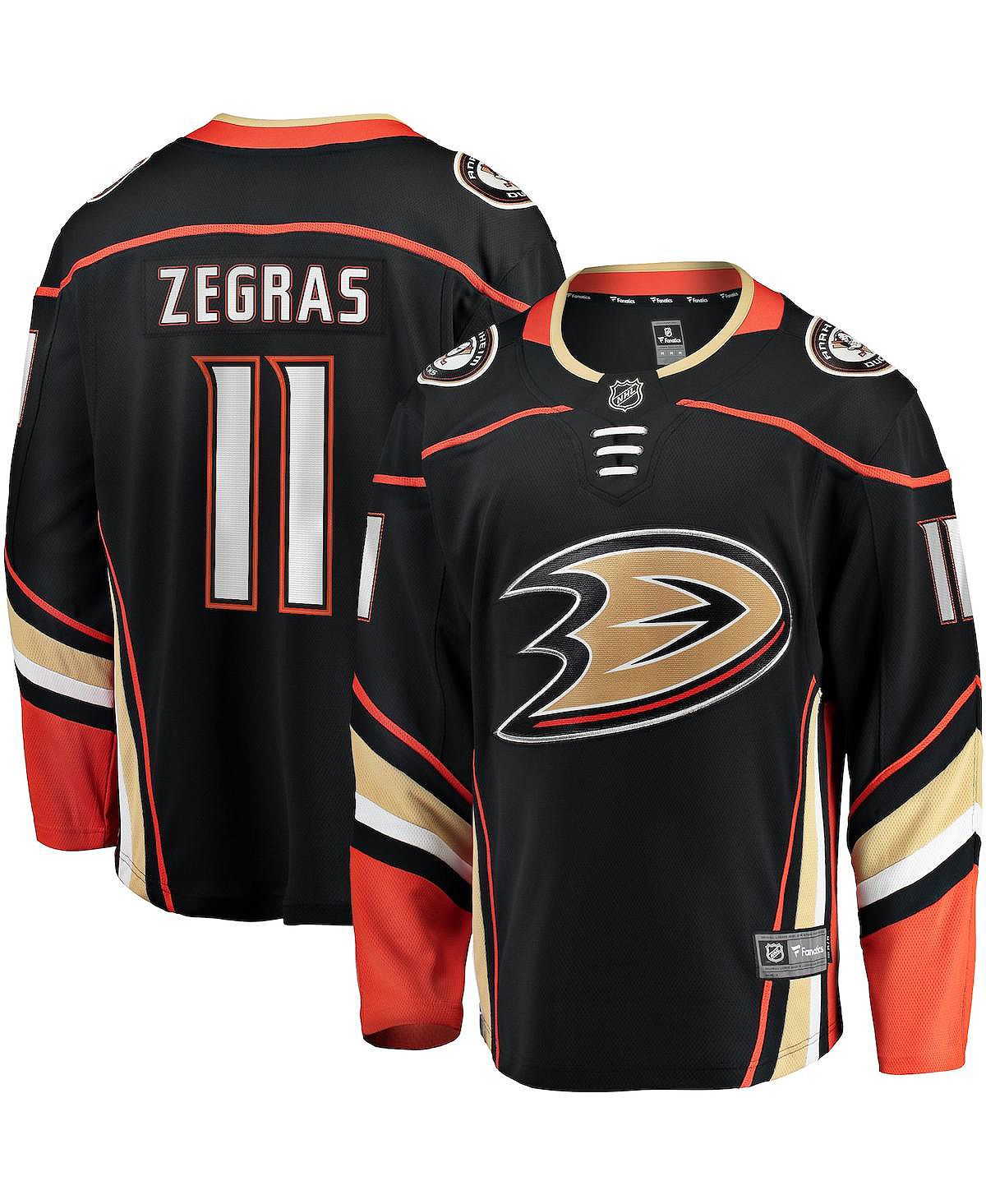 Мужская фирменная футболка trevor zegras black anaheim ducks home breakaway player jersey Fanatics, черный - фото