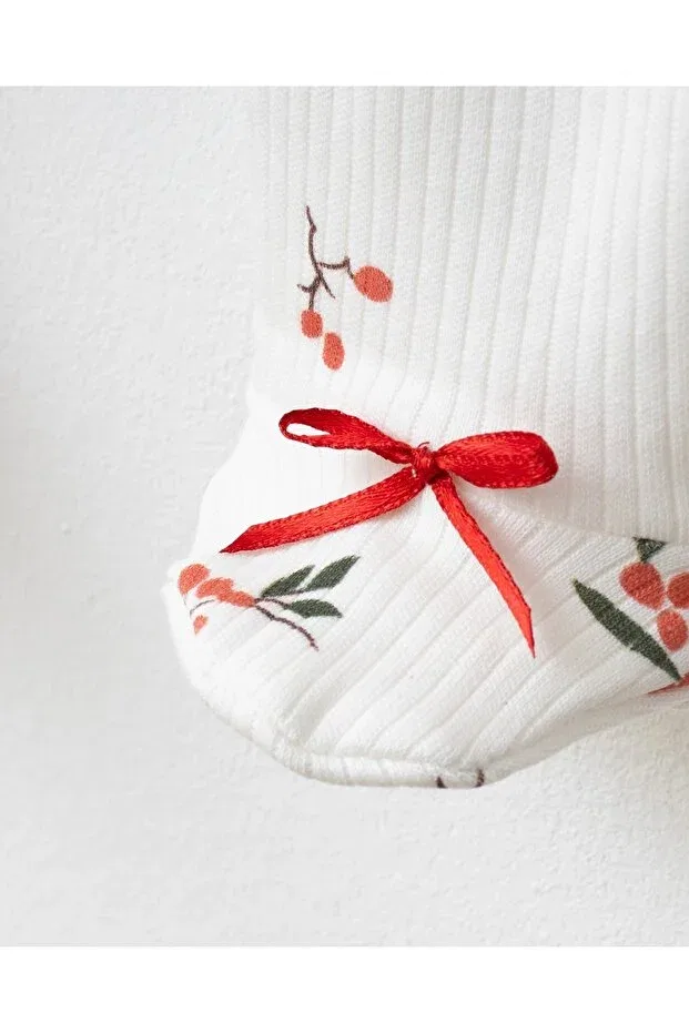 Детский комбинезон для девочек с цветочным принтом Kokina Floral Organic Jumpsuit and Bandana Mert Baby, White — фото 4