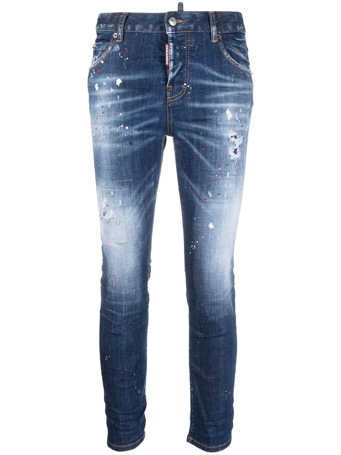 Джинсы Скинни с Пятнами Пестроты DSQUARED2, синий
