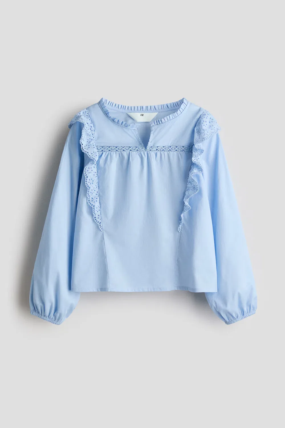 Хлопковая блузка с оборками H&M, Hellblau