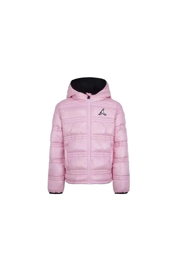 Детское зимнее пальто для девочек джинсовое с капюшоном Core Mid Wt Puffer Kids Coat Jordan, Pink