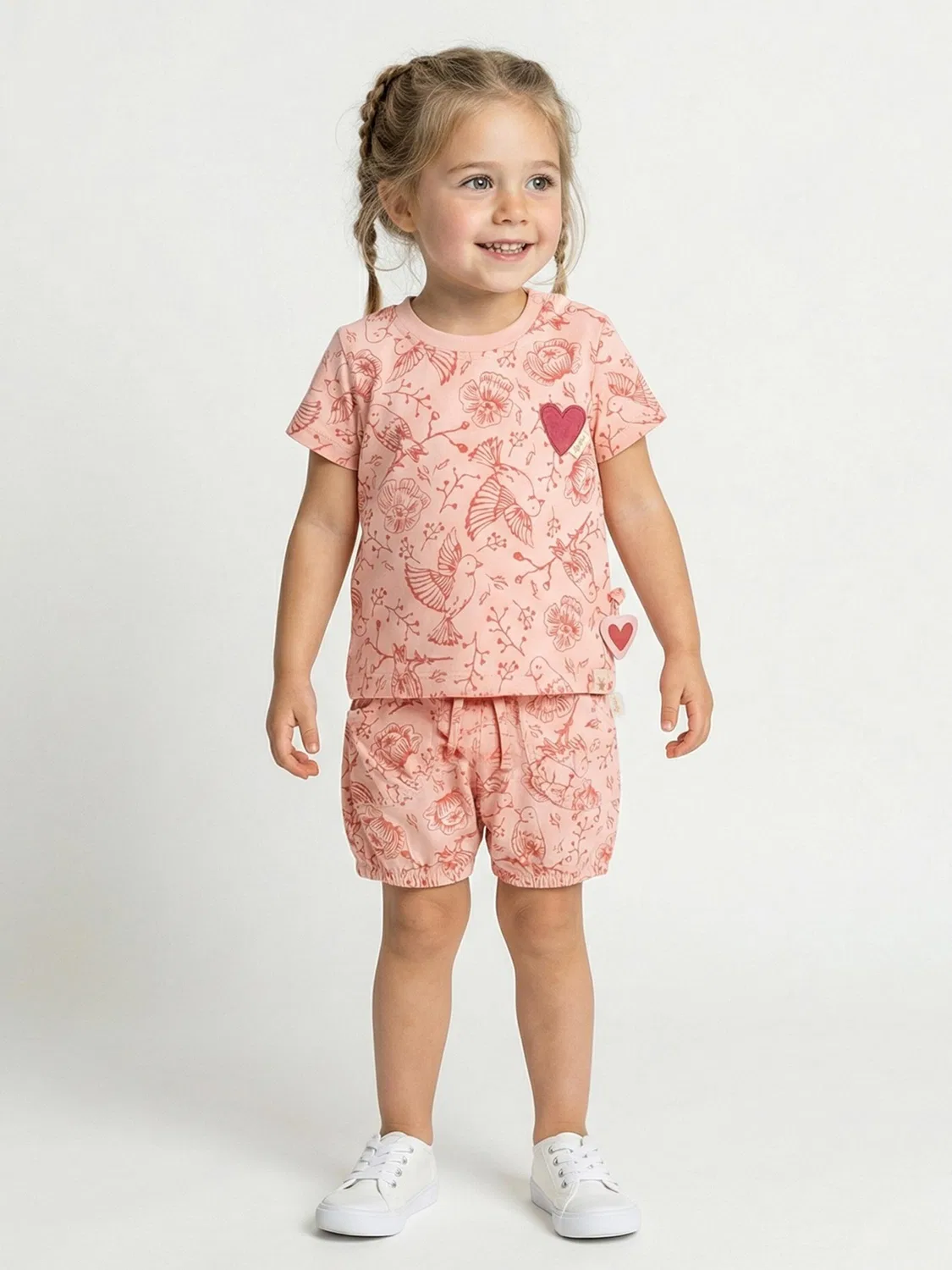 Брюки Sigikid Regular Pants Shorts Pink Birds светло-розового цвета — фото 2