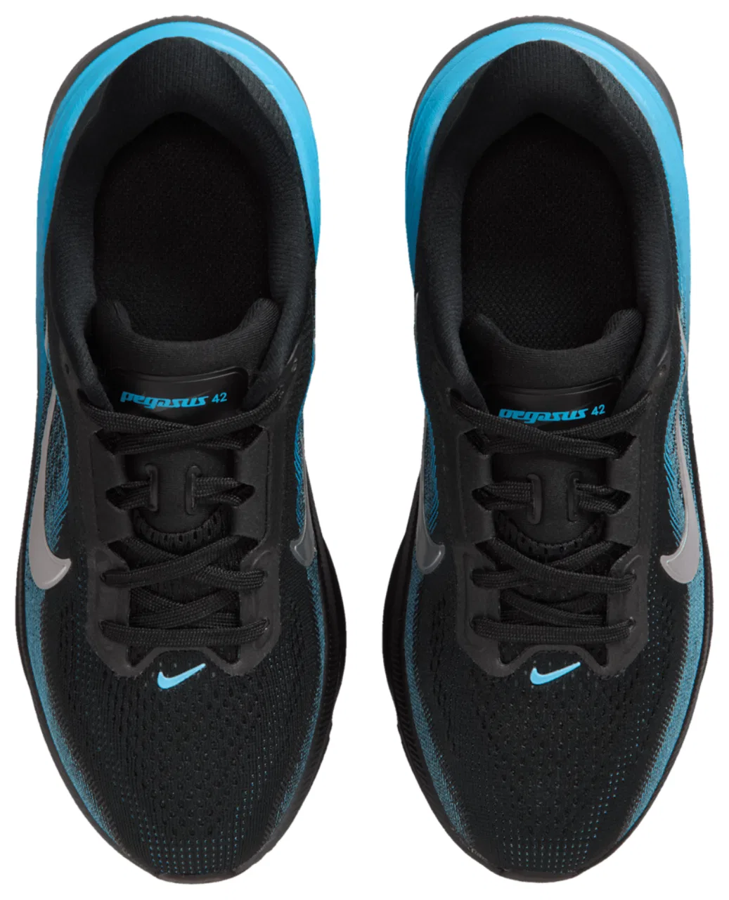 Кроссовки для мальчиков Air Zoom Pegasus 42 Nike, цвет Black/Metallic Silver/Light Current Blue — фото 4