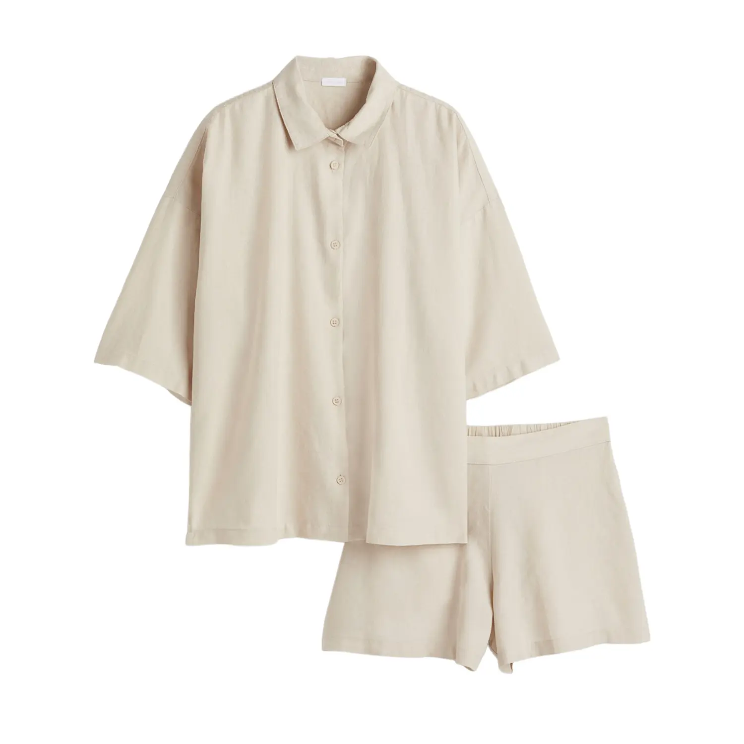 

Пижама H&M Home Shirt and Shorts, бежевый, Серый, Пижама H&M Home Shirt and Shorts, бежевый