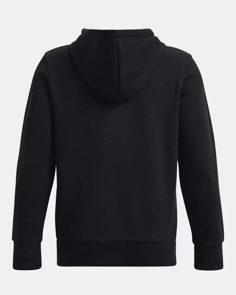 Худи на мальчика из ультрамягкого флиса с карманом-кенгуру UA Icon Fleece UnderArmour, Black/White — фото 2