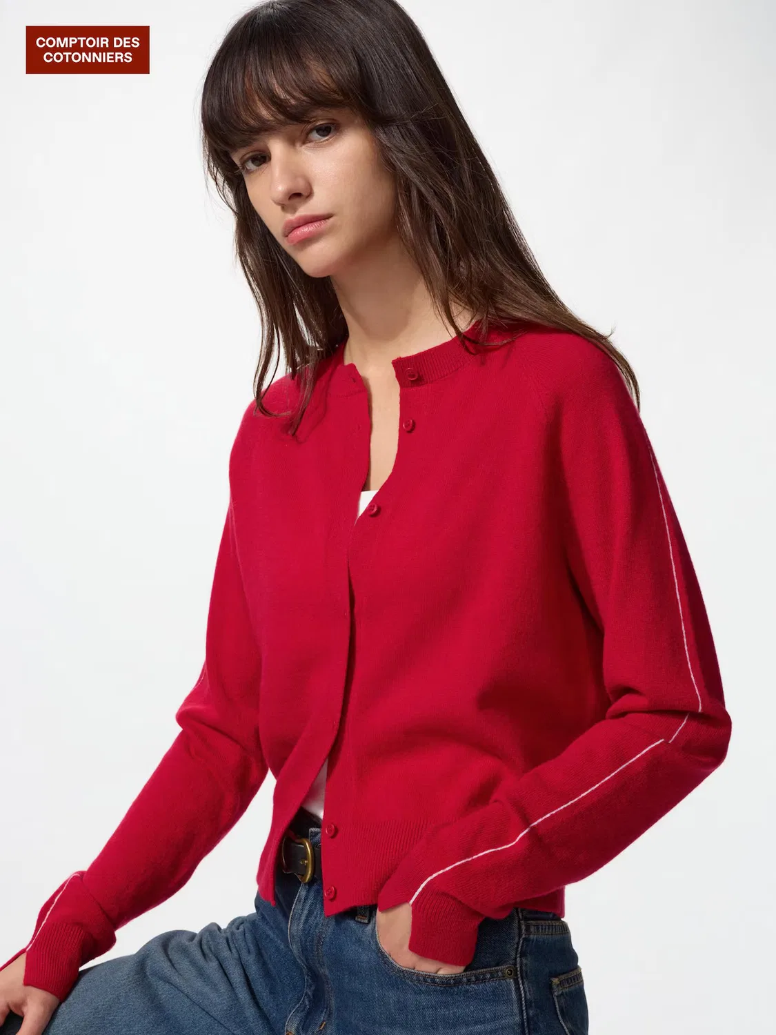 Кардиган Uniqlo, кашемировый, красный