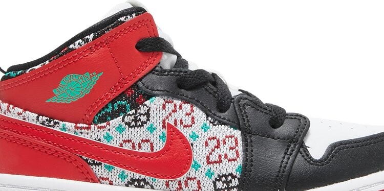 Кроссовки Air Jordan 1 Mid SE TD Ugly Christmas Sweater, красный — фото 2
