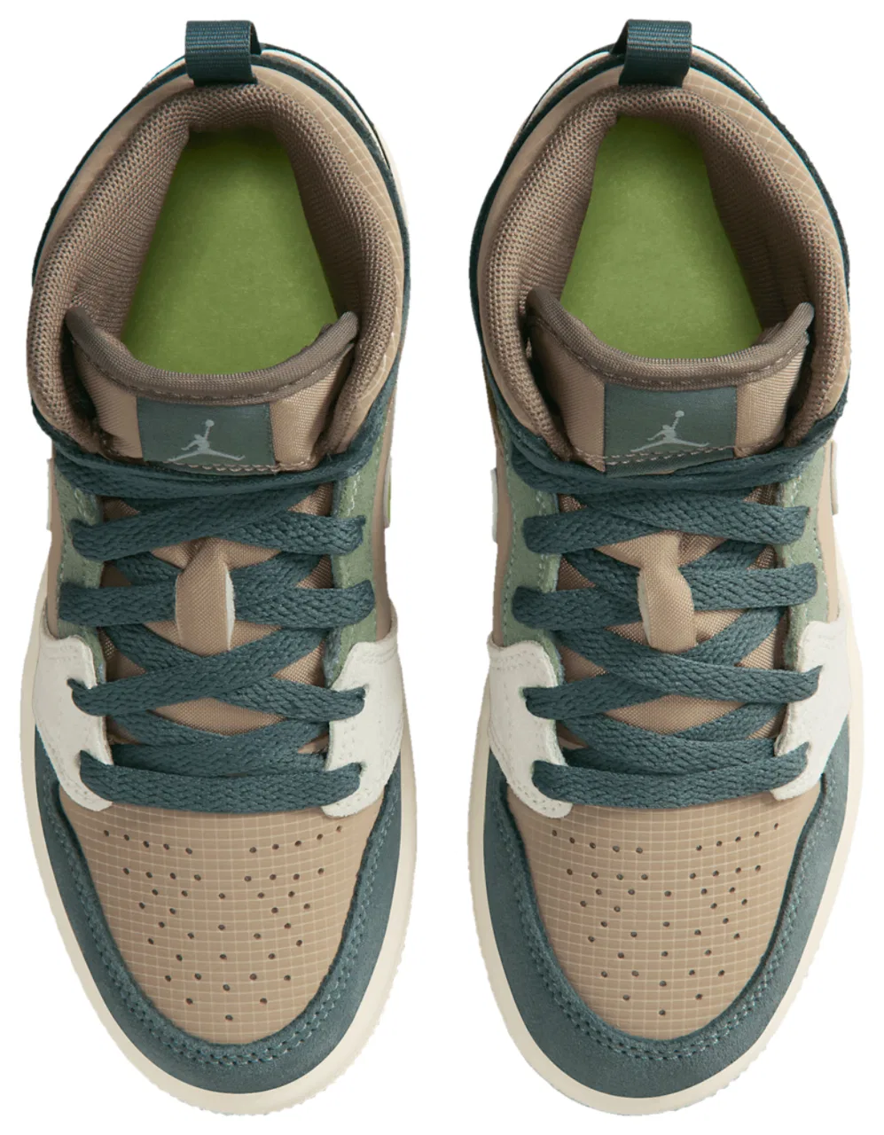 Кроссовки для мальчиков Jordan 1 Mid SE Uni, цвет Khaki/Light Lemon Twist/Hasta — фото 4