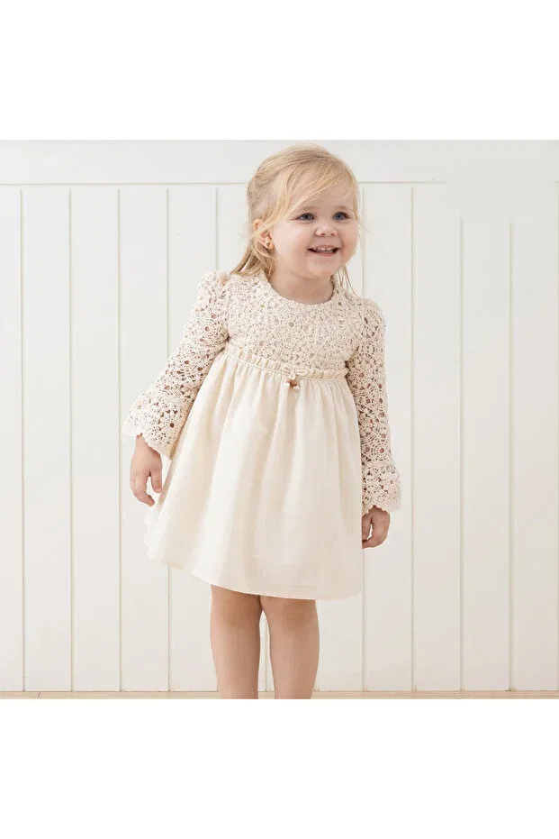 Детское платье для девочек с длинным рукавом Elegant Didustore, Beige