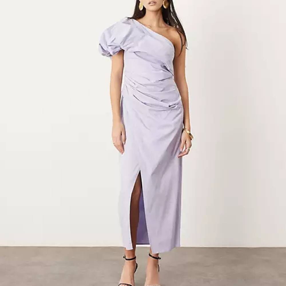 

Платье Asos Edition One Shoulder Ruched Maxi, сиреневый