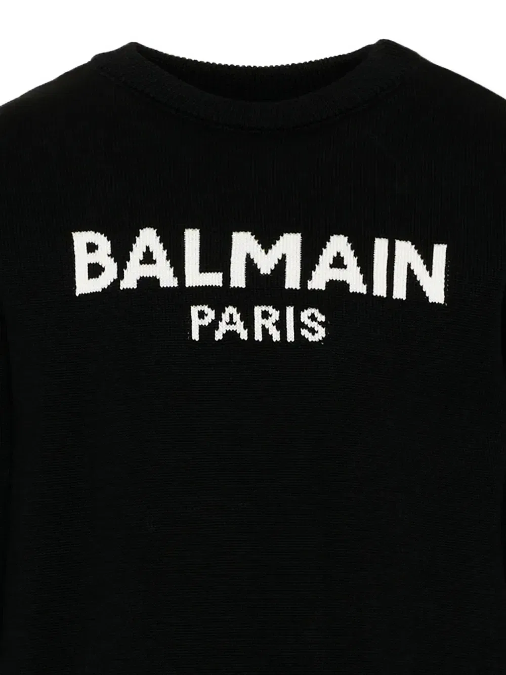 Вязаный свитер с жаккардовым логотипом Balmain Kids, черный — фото 3