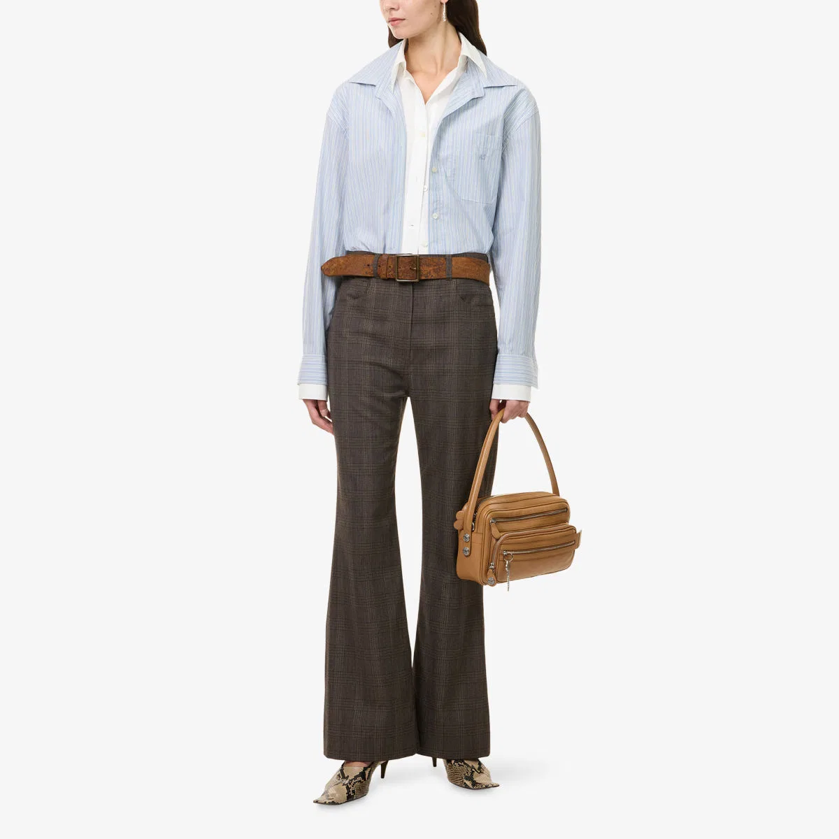 Полосатая хлопковая рубашка Soubla Acne Studios, белый/синий — фото 2