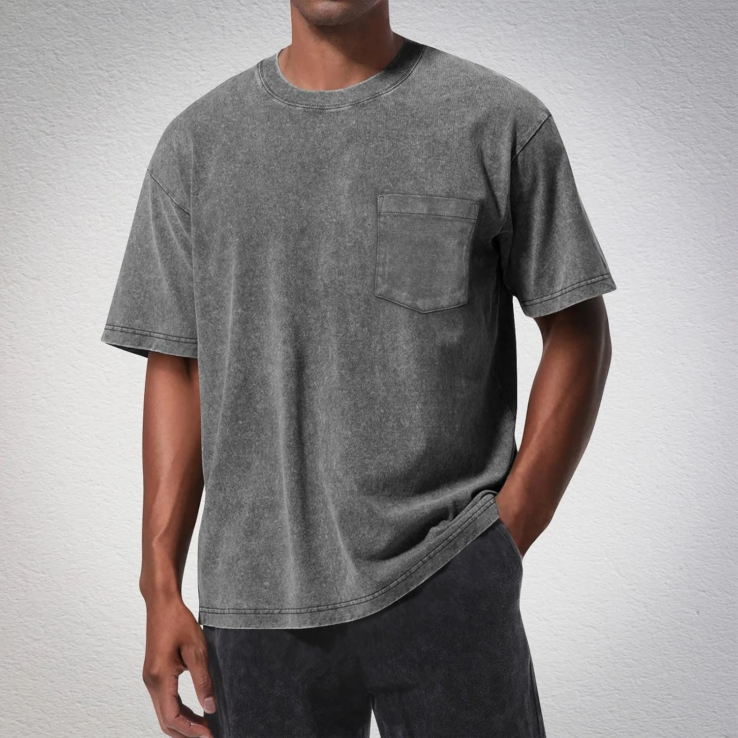 Мужская футболка с круглым вырезом Vintage Washed, Black — фото 2