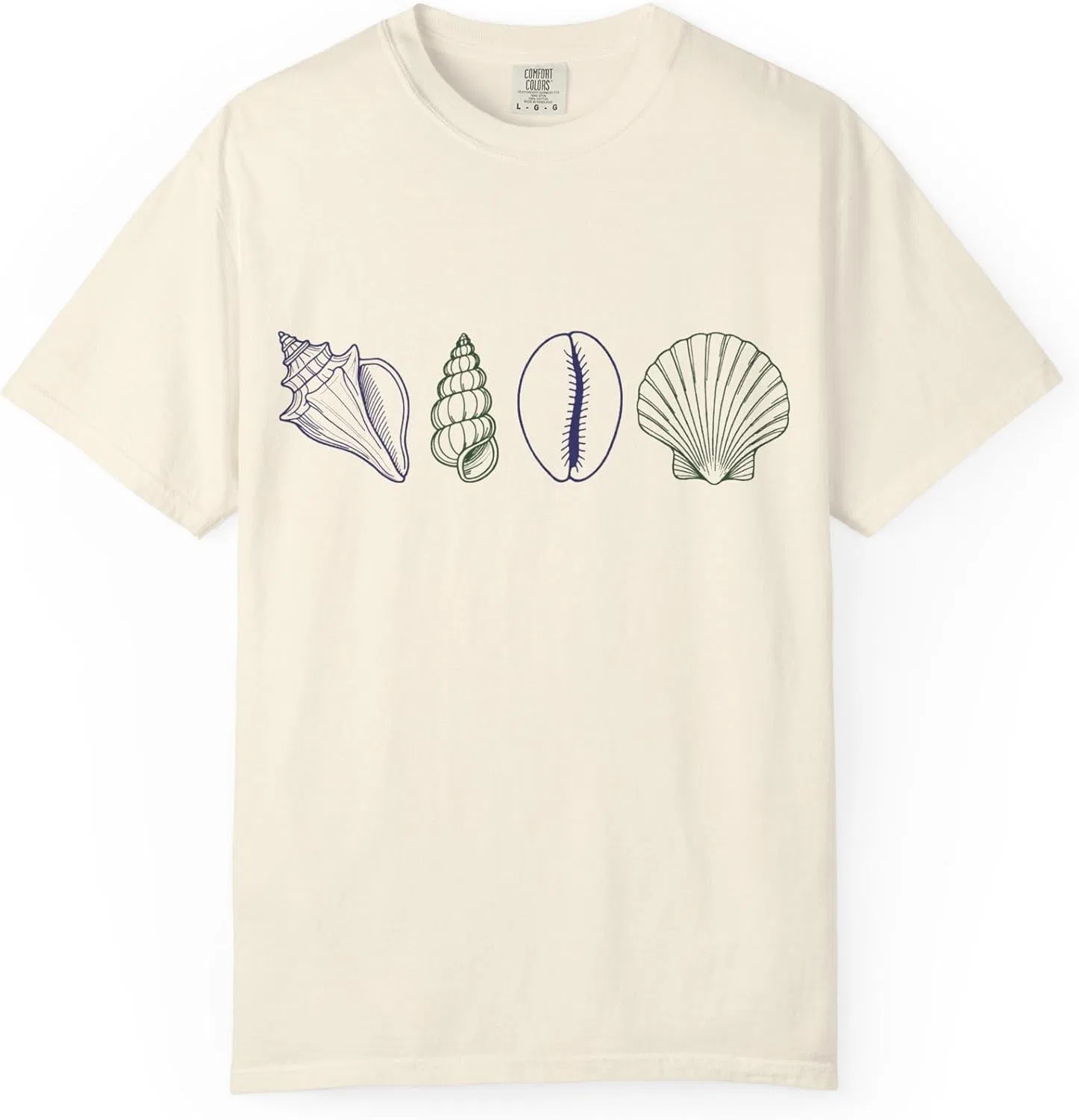 Мужская футболка с морскими ракушками Comfort Colors 1717, Ivory
