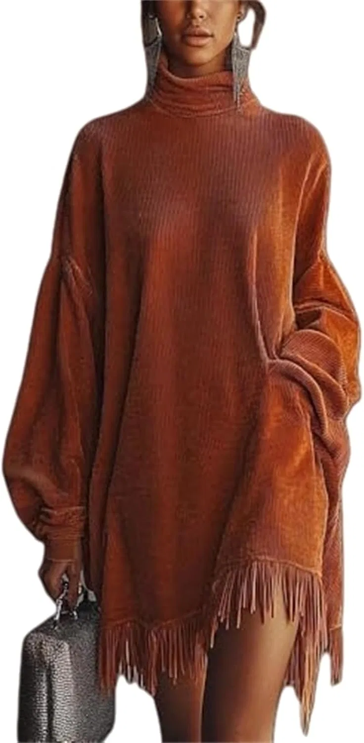 Женское платье с бахромой Corduroy, Orange