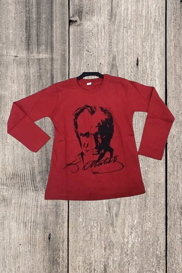 Детская футболка с длинным рукавом с принтом Erceys, Red-Black
