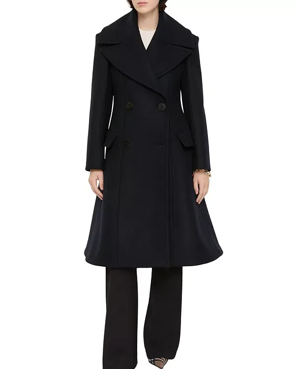 Женское пальто с запахом Wool tailored coat Burberry, темно-синий