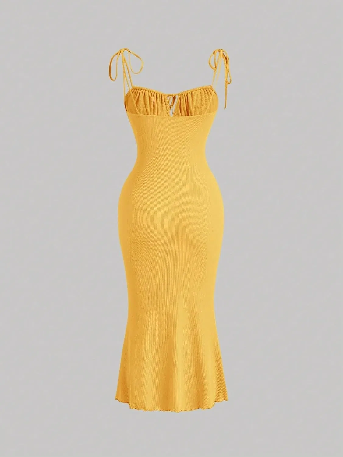 Женское миди-платье с запахом на бретелях, Yellow — фото 3