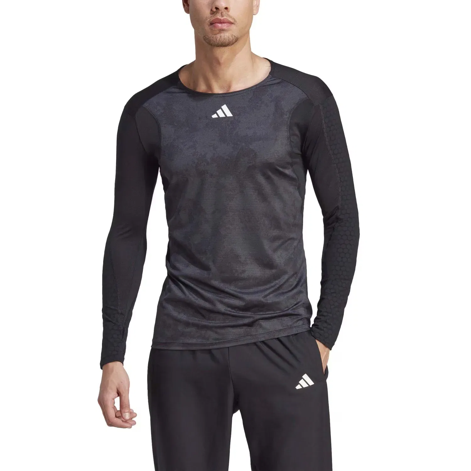 Мужская футболка из полиэстера с принтом PARIS adidas, Grey/Negro