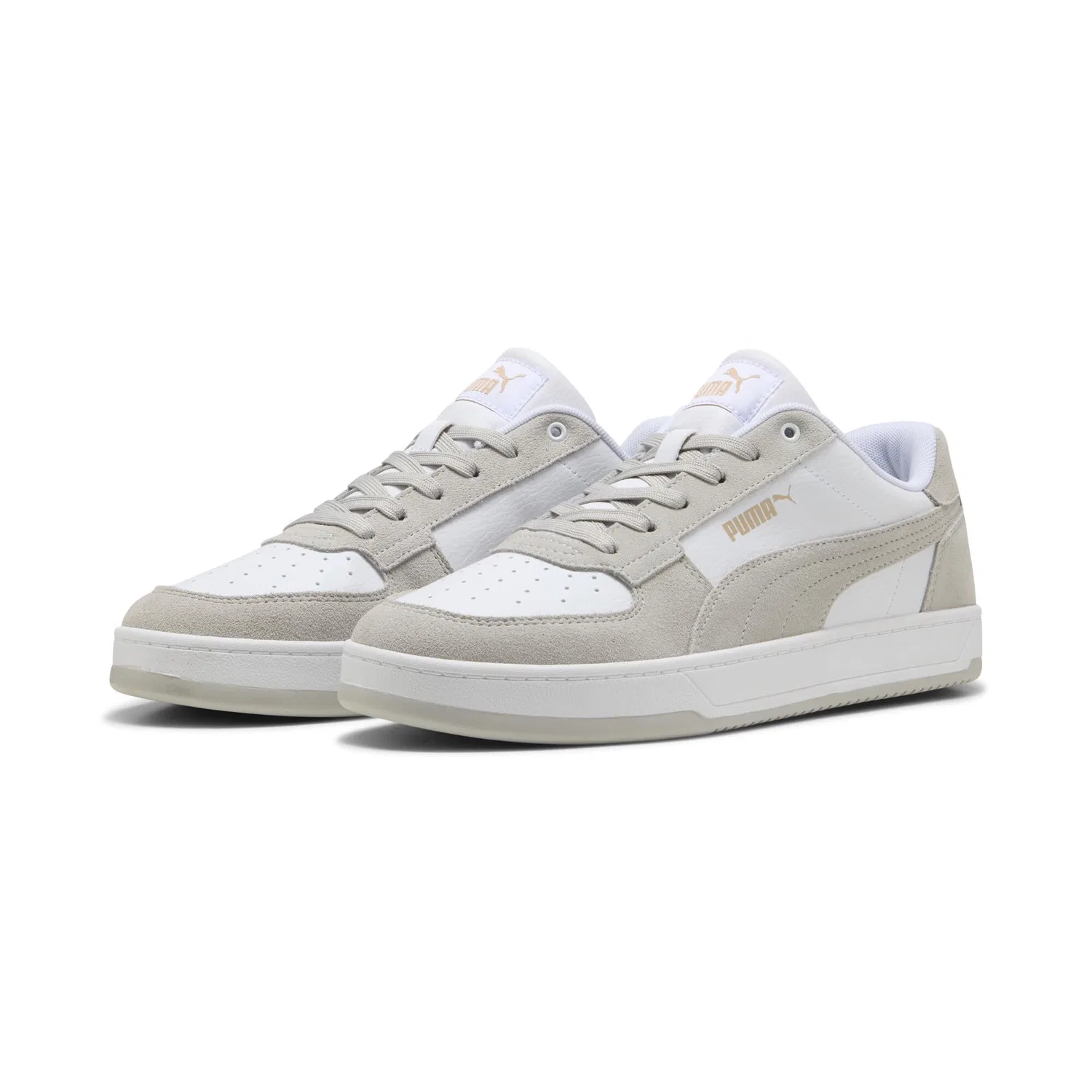 Детские кроссовки для мальчиков с закрытым носком Caven 2.0 PUMA, Cool White Light Grey PUMA Gold — фото 2