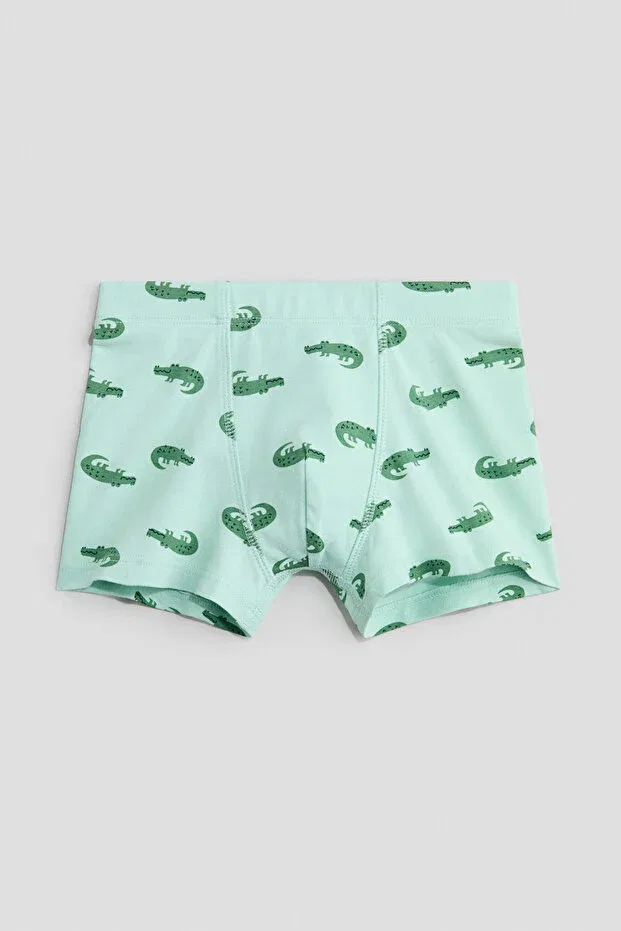 Детские боксеры для мальчиков с принтом 5 шт H&M, Light Green Crocodiles — фото 3