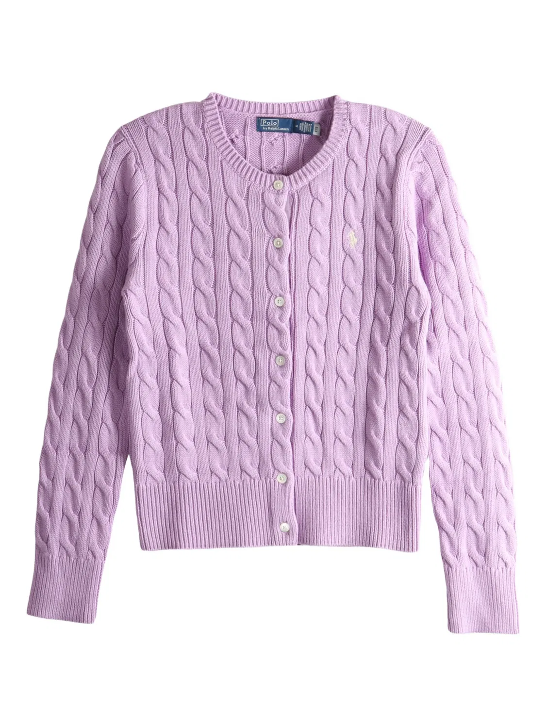 Кардиган с кабельной вязкой и пуговицами Polo Ralph Lauren, пурпурный