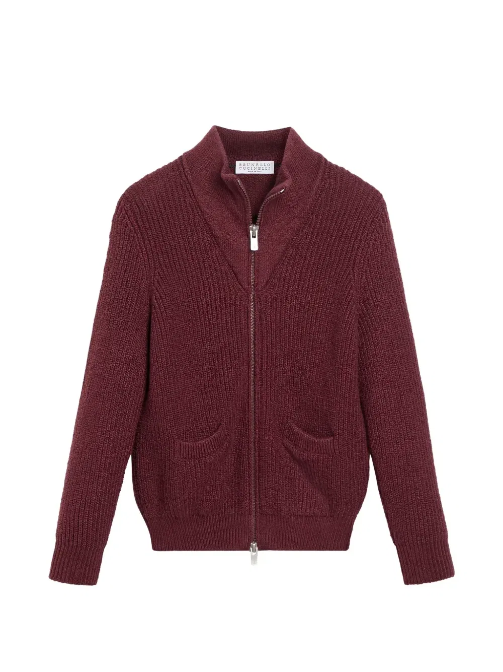 Кардиган Malfile с высоким воротником на молнии Brunello Cucinelli Kids, красный