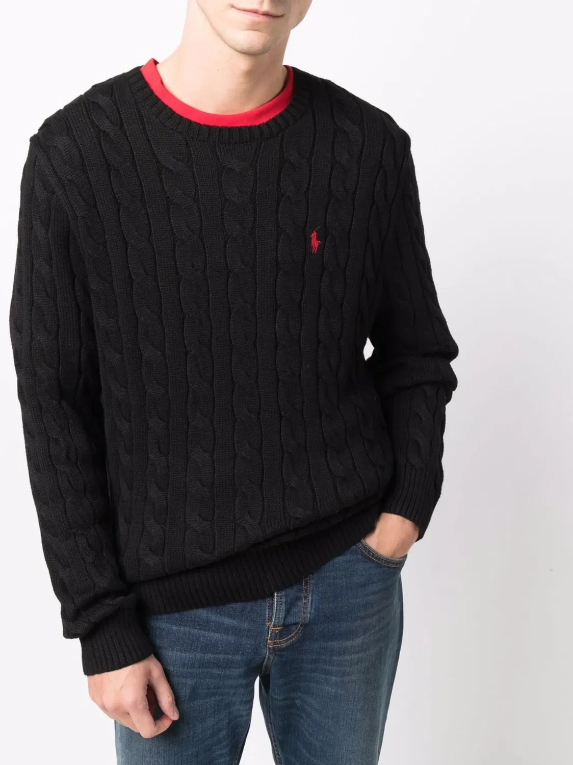 Polo Ralph Lauren Свитер кабельный хлопковый черный — фото 4