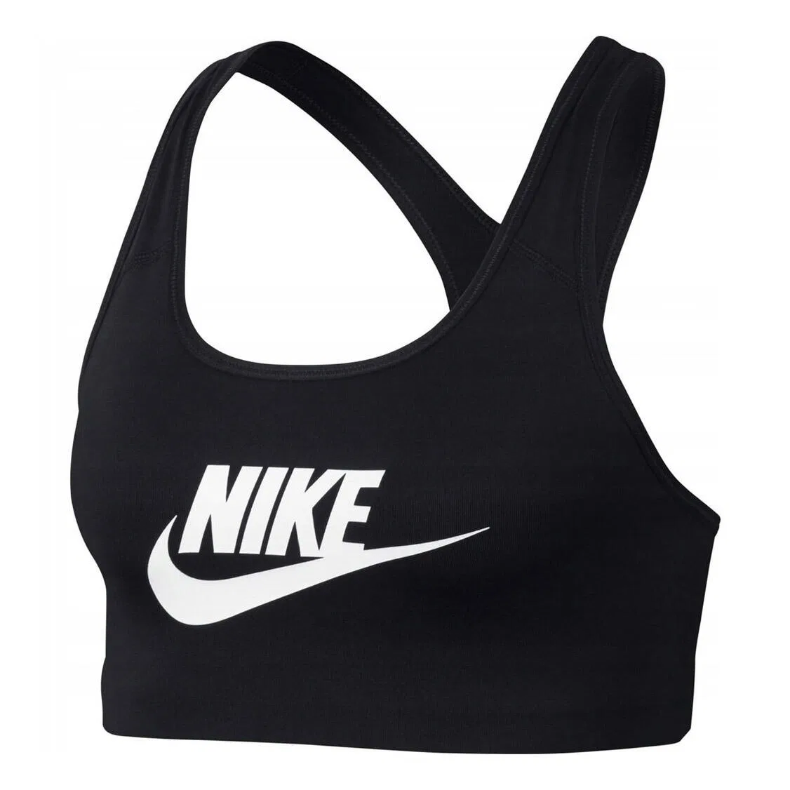 Женский спортивный бюстгальтер с логотипом Nike Bra Swoosh Futura, Nike, Цвет: Schwarz