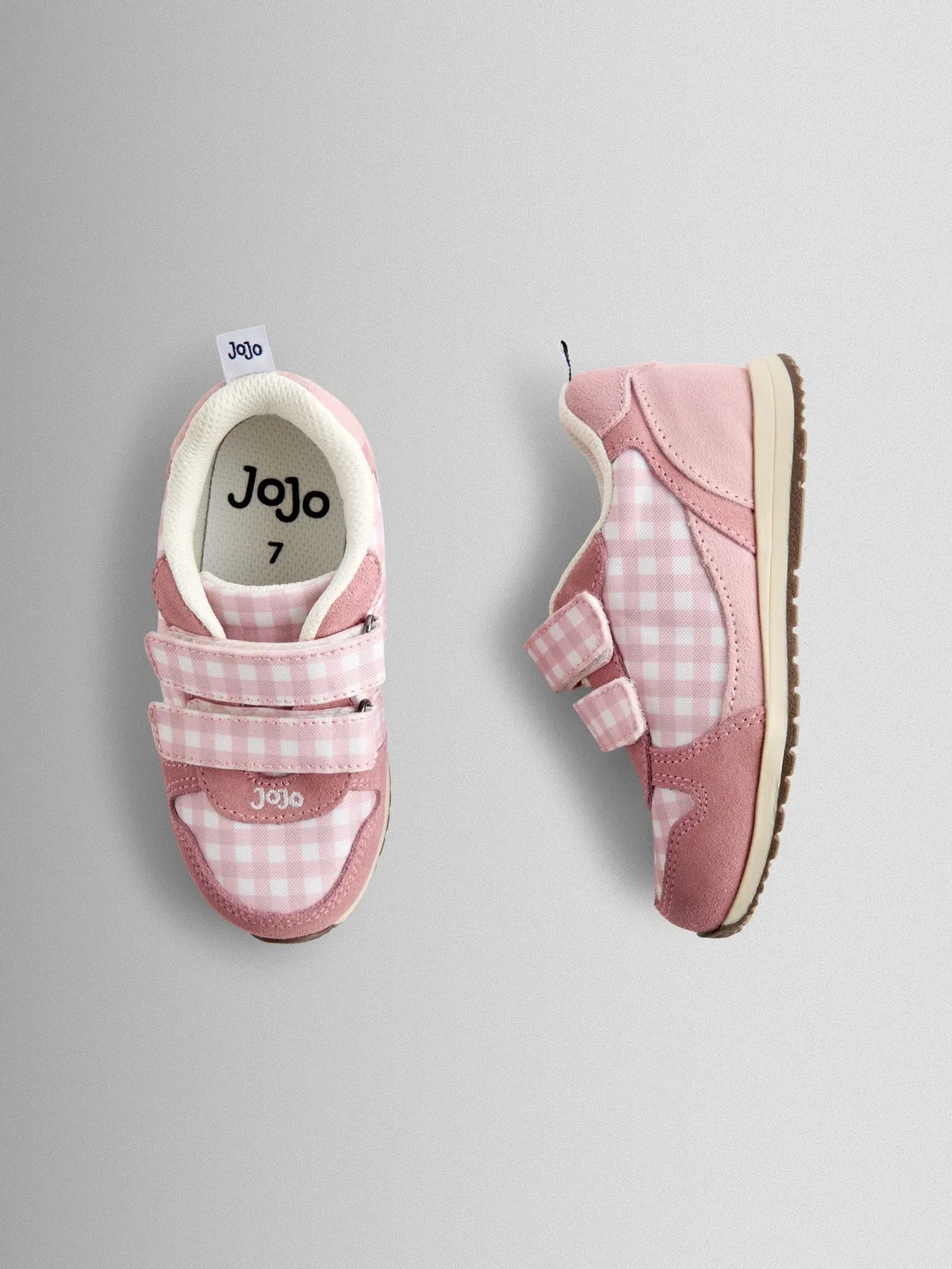 Кроссовки с принтом в клетку, модель Riptape Trainer Jojo Maman Bébé, розовый — фото 4