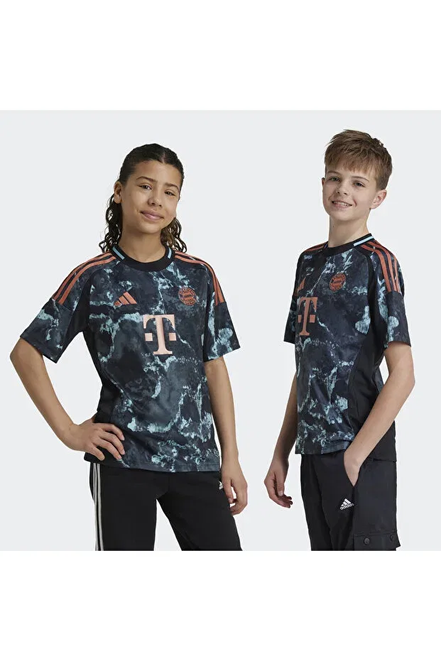 Детская футболка с геометрическим принтом Fc bayern 24/25 away jersey kids Adidas, Black
