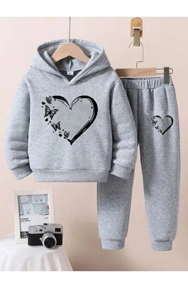 Детский спортивный комплект для девочек с принтом Sportswear Friends Kids, Gray