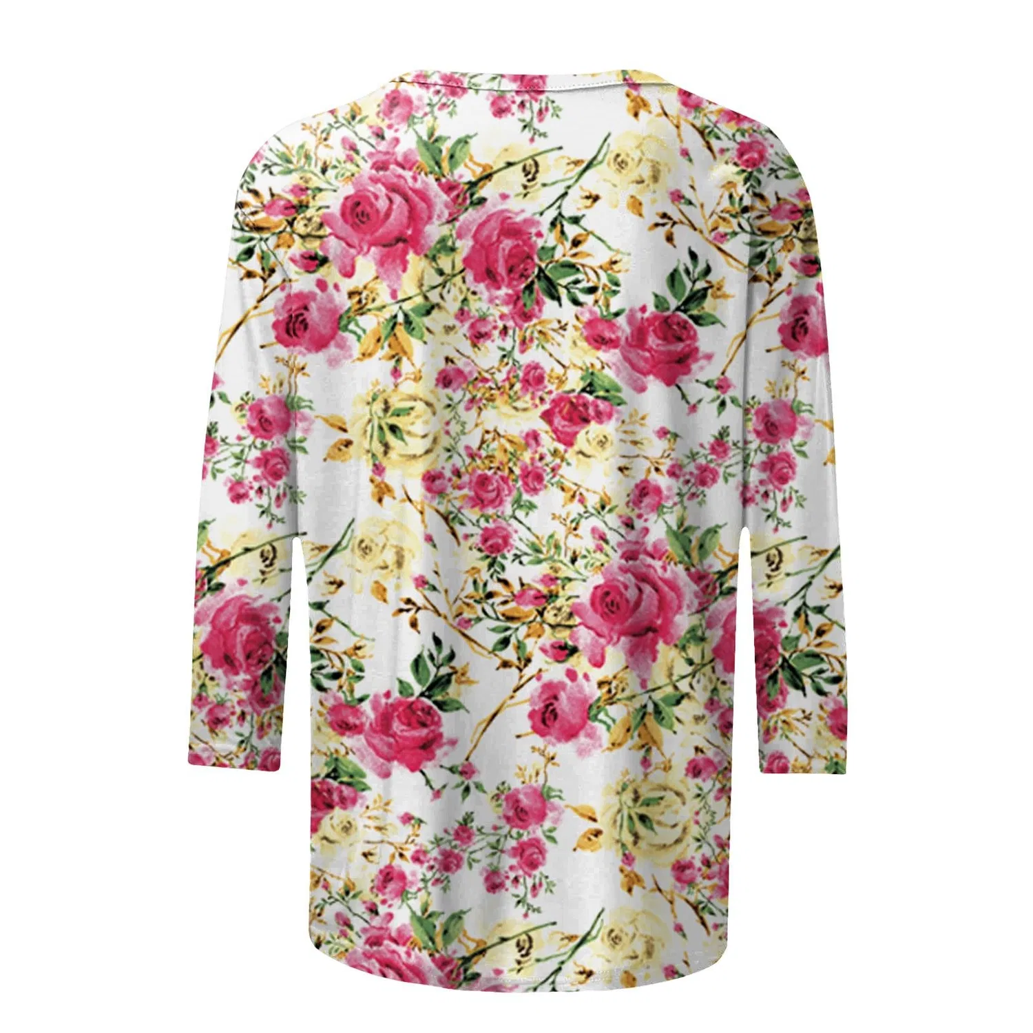 Женская футболка с принтом Plus Size T-Shirts 3/4 Sleeves, Hot Pink #2 — фото 3