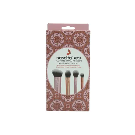 

Набор кистей для макияжа (4 шт.): контурная, тональная, хайлайтер, консилер. Nascita