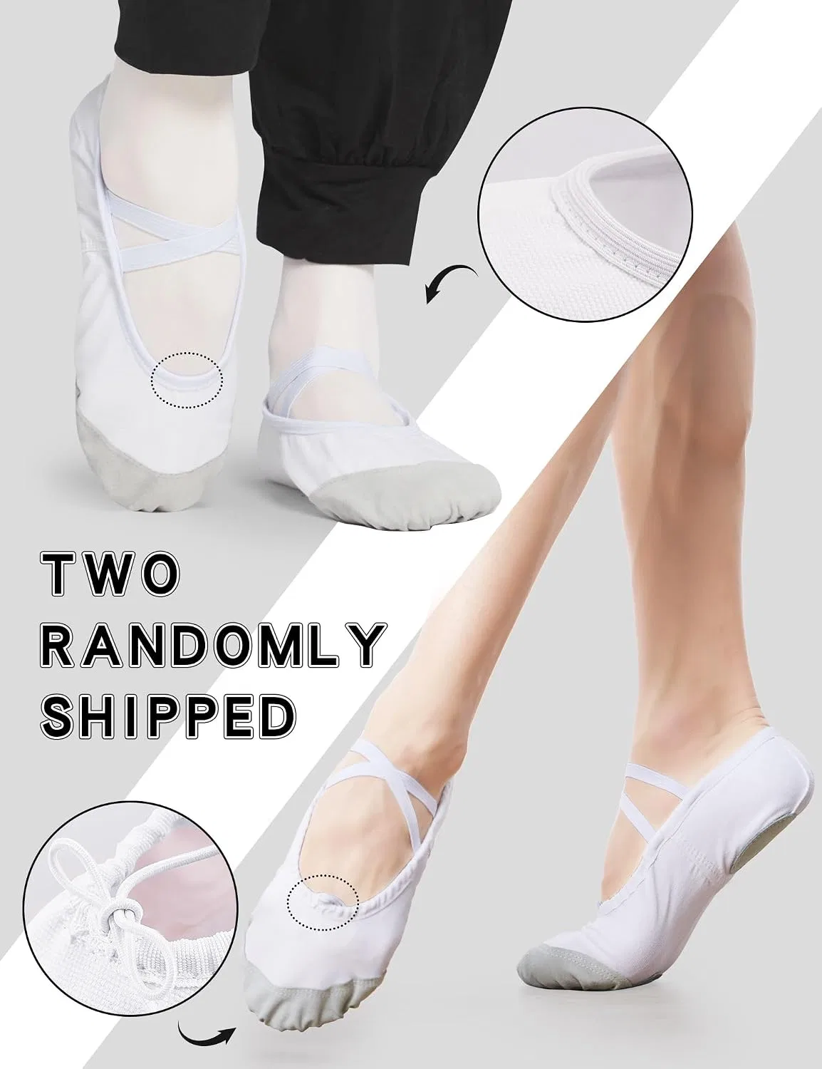 Детские балетки с мягкой подошвой Daydance Ballet Slippers, White — фото 3