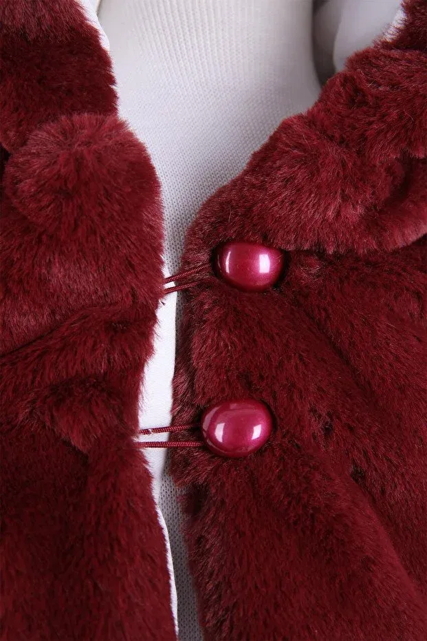 Детское пальто для девочек хлопковое с капюшоном Babyhola, Burgundy — фото 3
