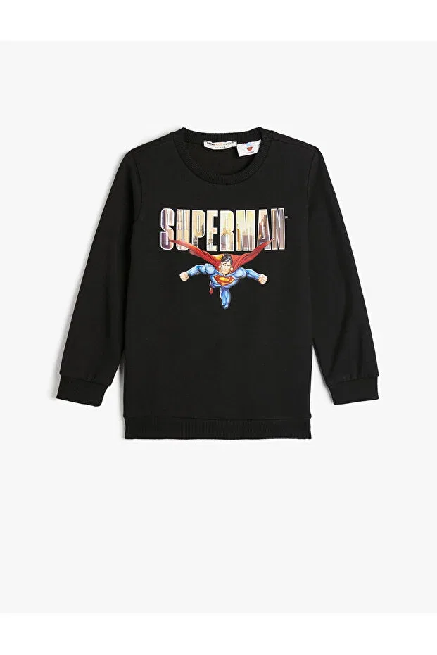Детские свитшот для мальчиков с длинным рукавом Spiderman sweat licensed long sleeve crew neck with ribbon Koton, Black