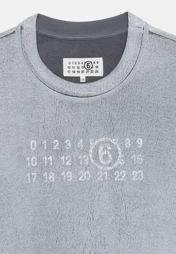 Свитшот с вышивкой Unisex Mm6 Maison Margiela, светло-серый — фото 3