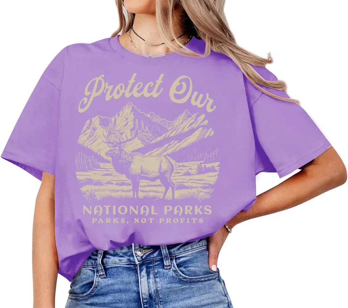 Футболка с принтом Protect Our National Parks Unisex, Light Purple