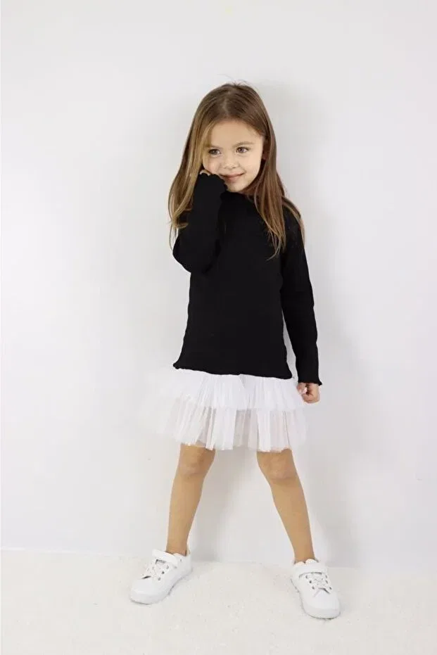 Детское платье для девочек с длинным рукавом Le Petit Sole, Siyah