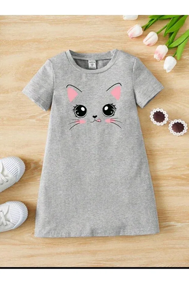 Детское платье для девочек с коротким рукавом Renkli Diyar, Gray